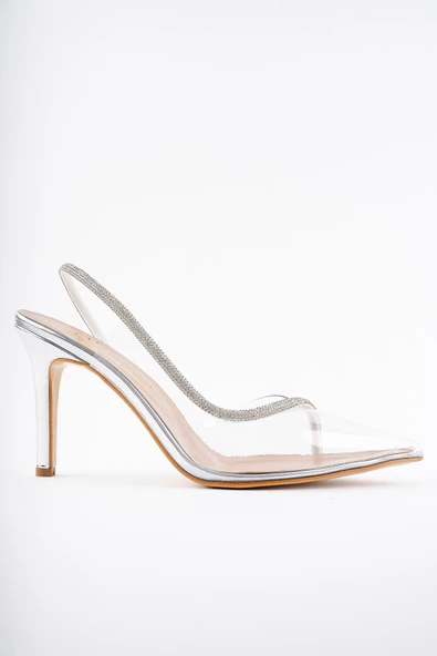 Muggo Sidney Kadın Prenses Taşlı Şeffaf Topuklu Abiye Ayakkabı - 5