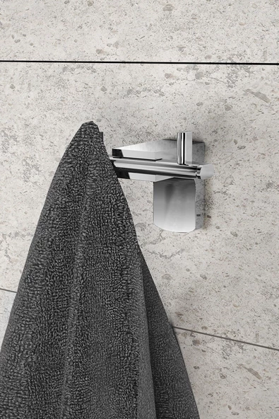 SAS Ömür Boyu Paslanmaz Bornoz Askısı Duvara Monteli Havlu Askısı Krom F1-118