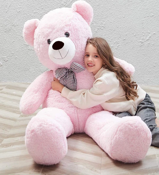 Sevgiliye Özel- Papyonlu 140 Cm Dev BOY Sevimli Peluş Koca Ayı - % 100 Yerli, Pelüş Ayıcık - 12