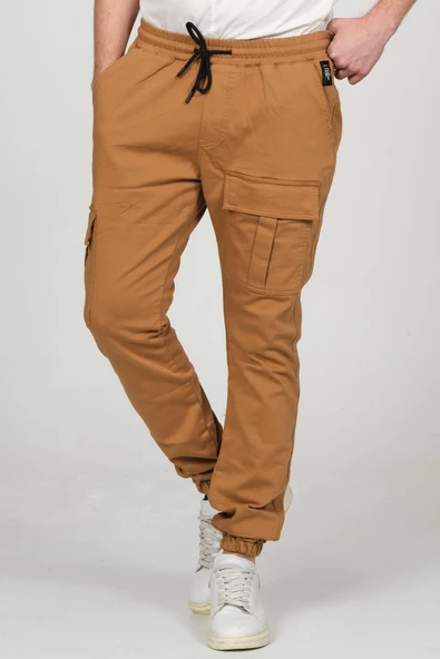 Erkek Kargo Cepli Beli ve Paçası Lastikli Jogger Pantolon - 11