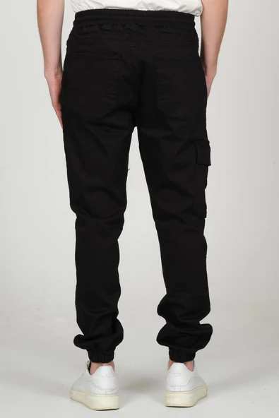Erkek Kargo Cepli Beli ve Paçası Lastikli Jogger Pantolon - 6