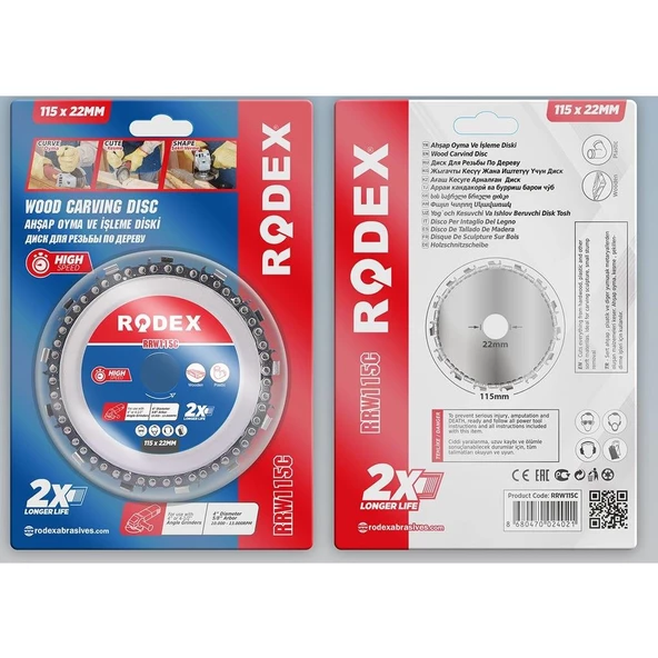 Rodex Zincirli Ahşap İşleme Oyma Kesme Disk 115 MM - 3