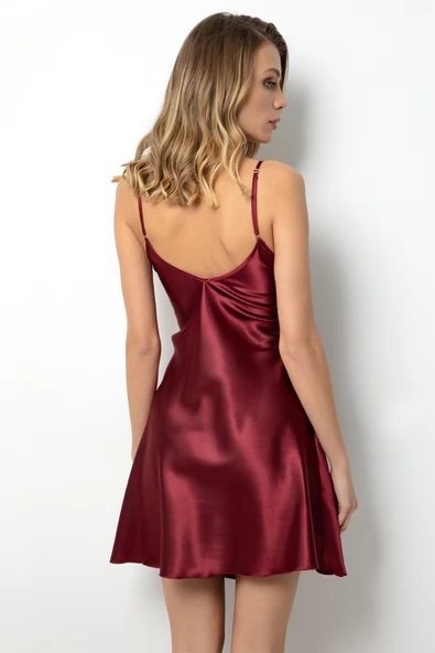 DoReMi Yırtmaçlı Dantel Detaylı Saten Gecelik - Resim 7