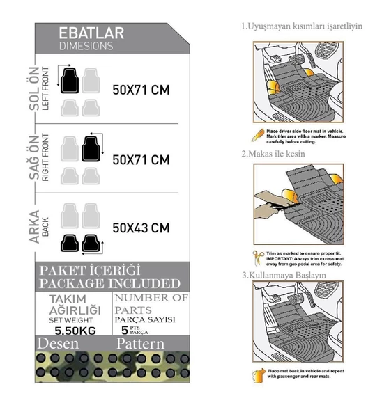 OPEL ASTRA G 1998-2004 İcon Kamuflaj Oto Paspas Seti - Resim 2