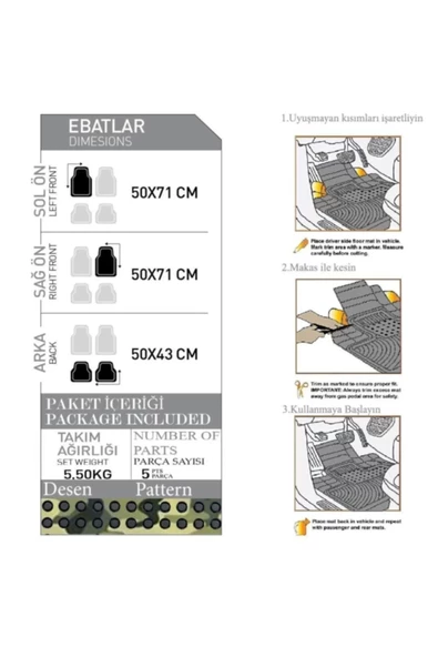 RENAULT MEGANE 2 2003-2009 İcon Kamuflaj Oto Paspas Seti - 2