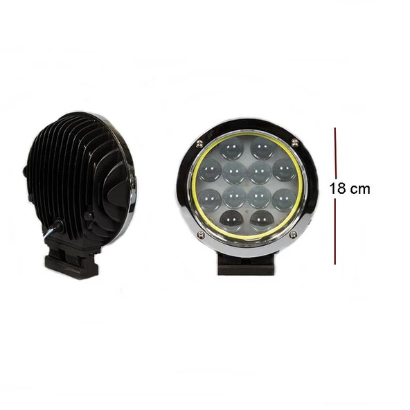 Offroad Sis Lambası 12 Ledli 60W-12-24V Nikel-Angel Takım