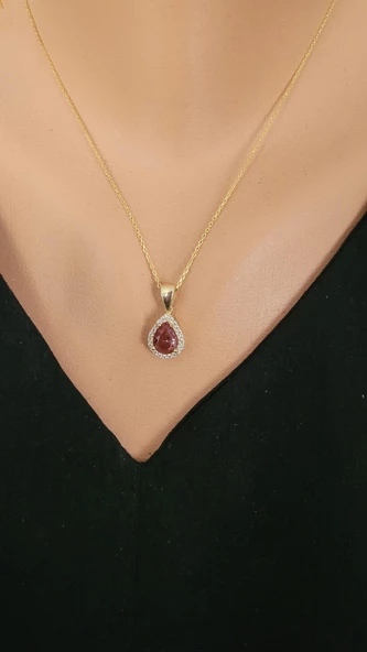 925 Ayar Gümüş Damla Zultanit Taşlı Kolye ürün görseli