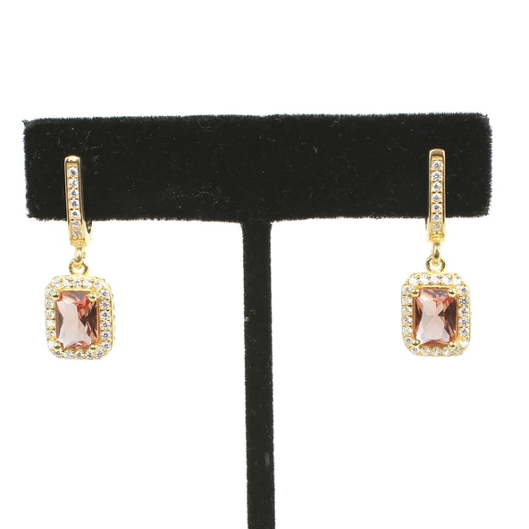 925 Ayar Gümüş Dikdörtgen Zultanit Taşlı Küpe - Resim 3