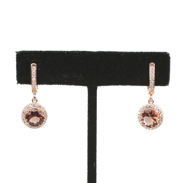 925 Ayar Gümüş Yuvarlak Zultanit Taşlı Küpe - Resim 2