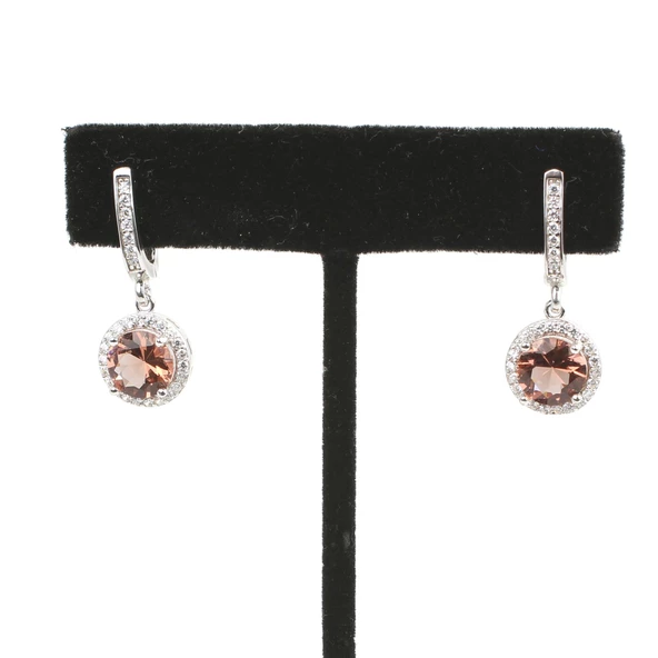 925 Ayar Gümüş Yuvarlak Zultanit Taşlı Küpe ürün görseli 1