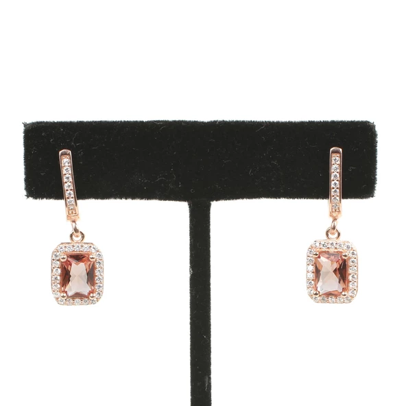 925 Ayar Gümüş Dikdörtgen Zultanit Taşlı Küpe - Resim 2