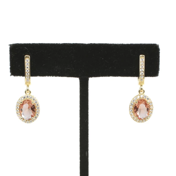 925 Ayar Gümüş Oval Zultanit Taşlı Küpe - Resim 3