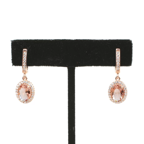 925 Ayar Gümüş Oval Zultanit Taşlı Küpe - Resim 2