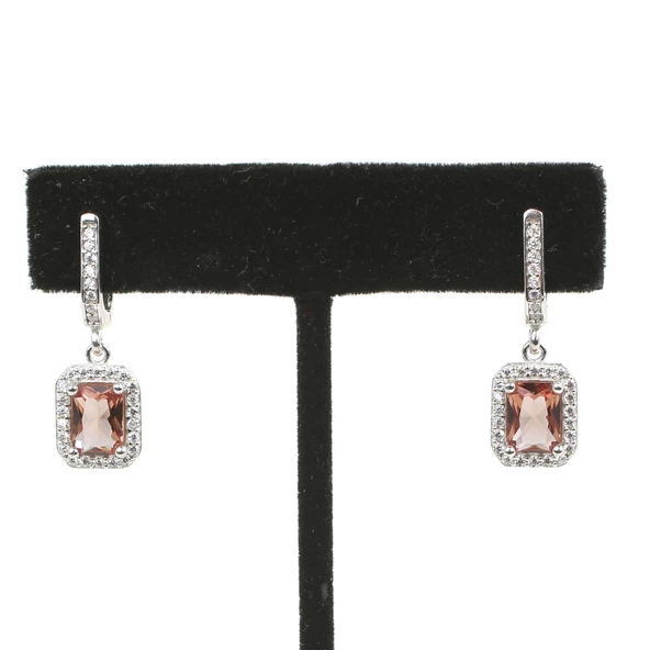 925 Ayar Gümüş Dikdörtgen Zultanit Taşlı Küpe ürün görseli 1