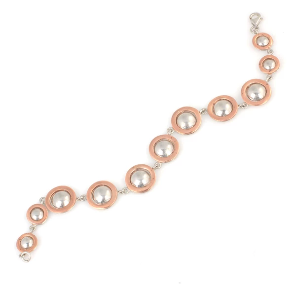 925 Ayar Gümüş Süzme Yarım Top Bileklik - Resim 3