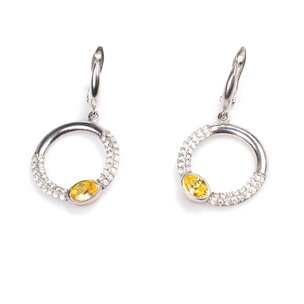 925 Ayar Gümüş Sitrin & Zirkon Taşlı Küpe ürün görseli