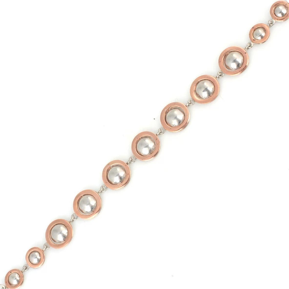 925 Ayar Gümüş Süzme Yarım Top Bileklik - Resim 5