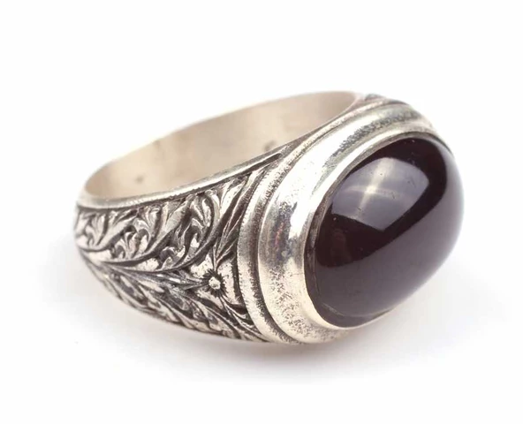 Gümüş Oniks Taşlı El Kalemli Erkek Yüzük - Resim 3