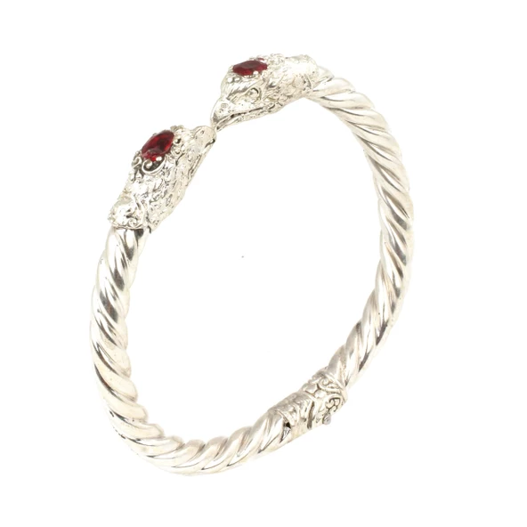 925 Ayar Gümüş Kartal Kafası Yakut Taşlı Erkek Bilekliği - 3