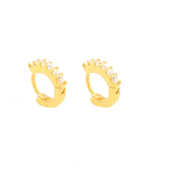 925 Ayar Gümüş Altı taş kıkırdak küpe ürün görseli