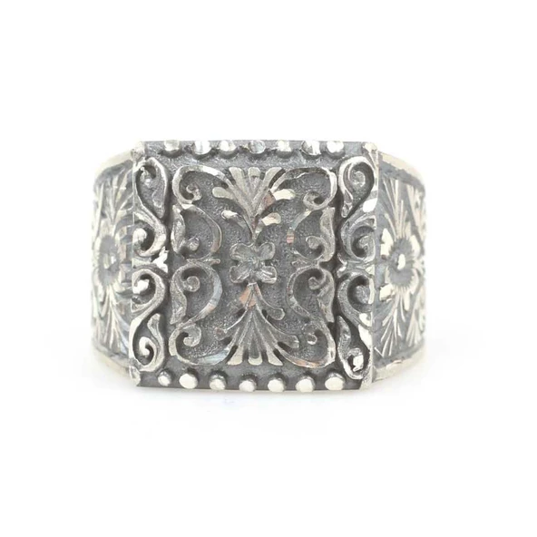 El Kalemli 925 Ayar Gümüş Erkek Yüzüğü - Resim 3