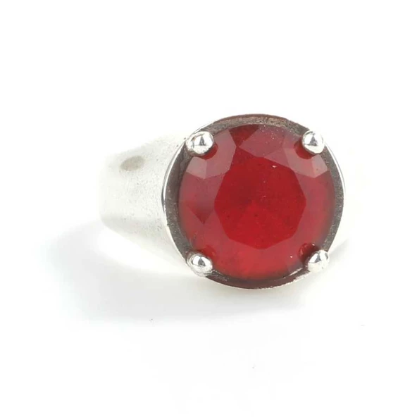 925 Ayar Gümüş Briliant Taşlı Tırnaklı Klasik Erkek Yüzük - Resim 4