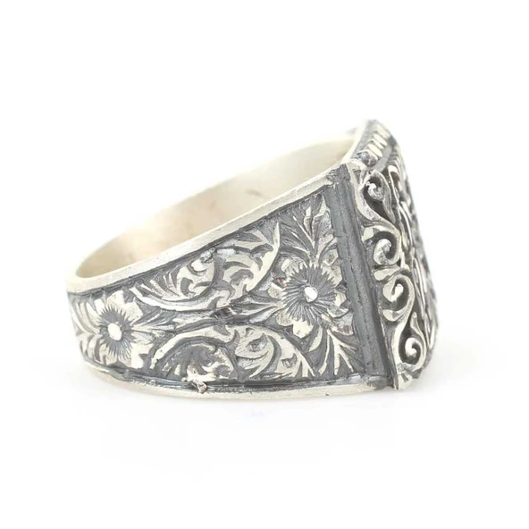 El Kalemli 925 Ayar Gümüş Erkek Yüzüğü - Resim 2