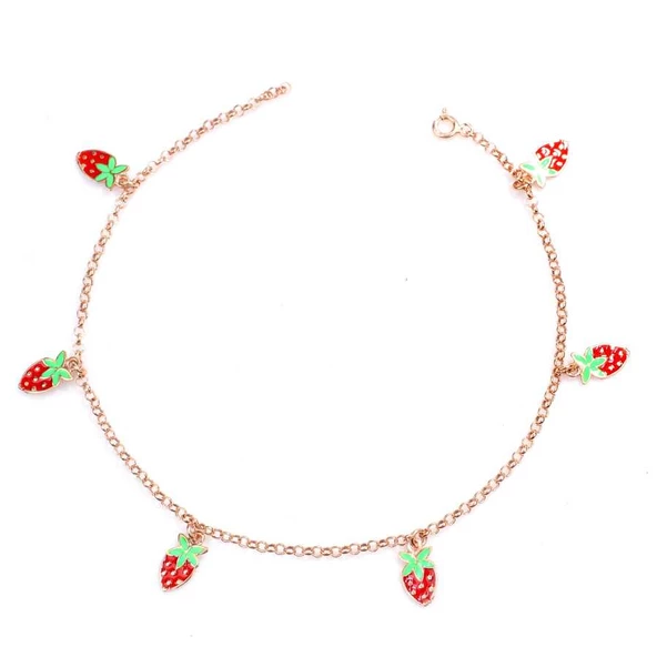 925 Ayar Gümüş Çilekli Mineli Halhal ürün görseli 1