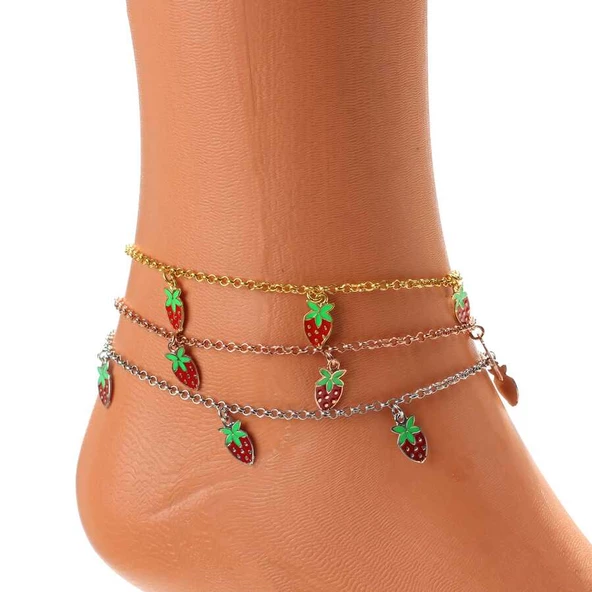 925 Ayar Gümüş Çilekli Mineli Halhal - Resim 2