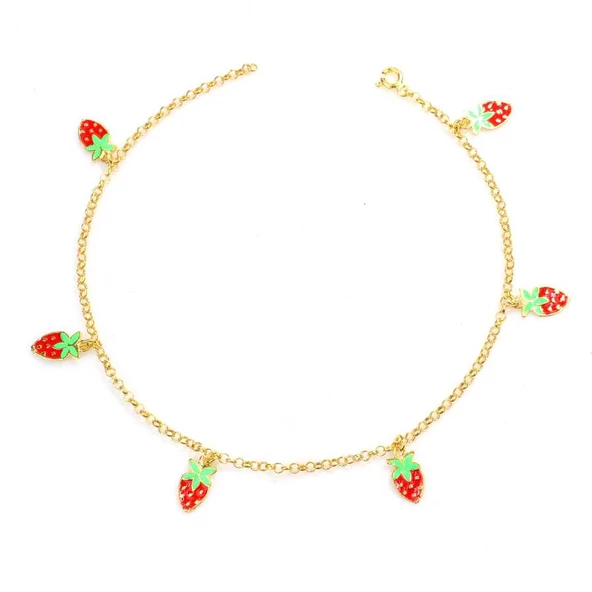 925 Ayar Gümüş Çilekli Mineli Halhal - Resim 8