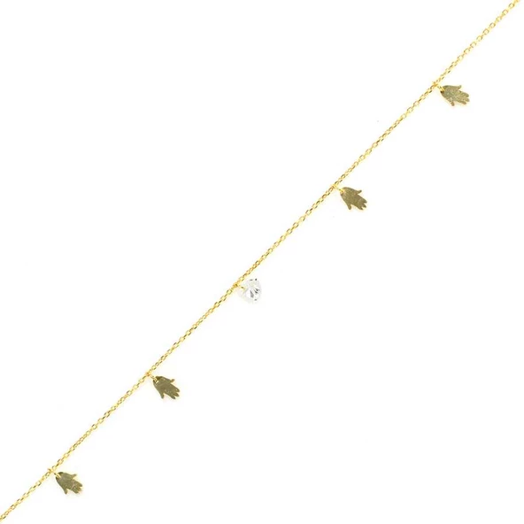 925 Ayar Gümüş Zirkon Taşlı El Modeli Halhal - Resim 4