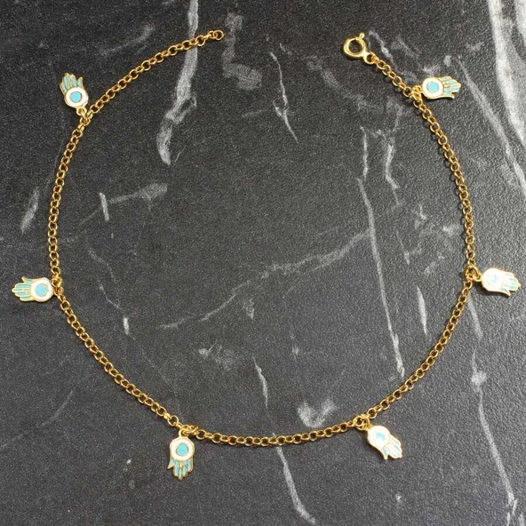 925 Ayar Gümüş 6 Adet Fatma Ana Eli Objeli Halhal - Resim 2