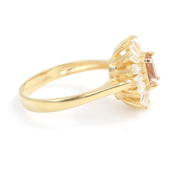 925 Ayar Gümüş Minik Dikdörtgen Zultanit ve Baget Taşlı Yüzük - Resim 7