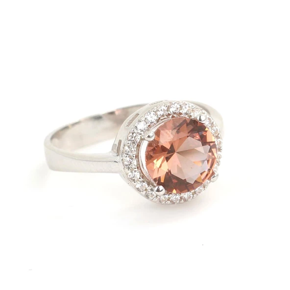 925 Ayar Gümüş Yuvarlak Zultanit Taşlı Yüzük - Resim 4