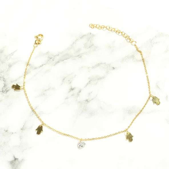 925 Ayar Gümüş Zirkon Taşlı El Modeli Halhal - Resim 5