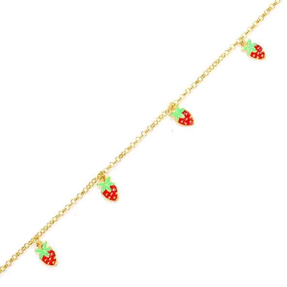 925 Ayar Gümüş Çilekli Mineli Halhal - Resim 10