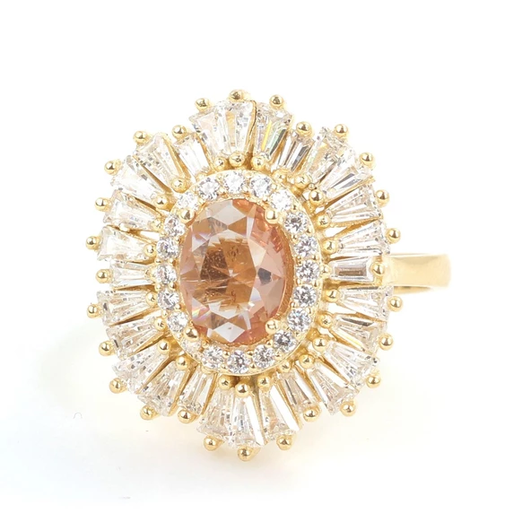 925 Ayar Gümüş Oval Zultanit, Baget ve Zirkon Taş Yüzük - Resim 11