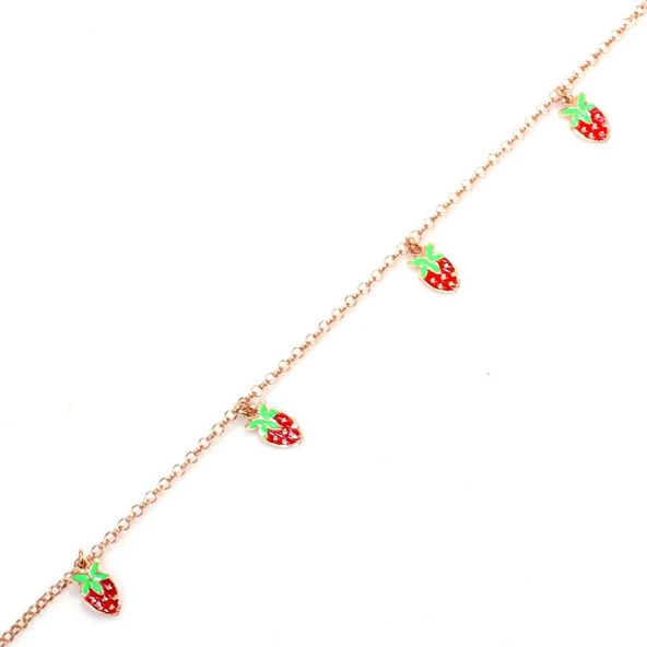 925 Ayar Gümüş Çilekli Mineli Halhal - Resim 7