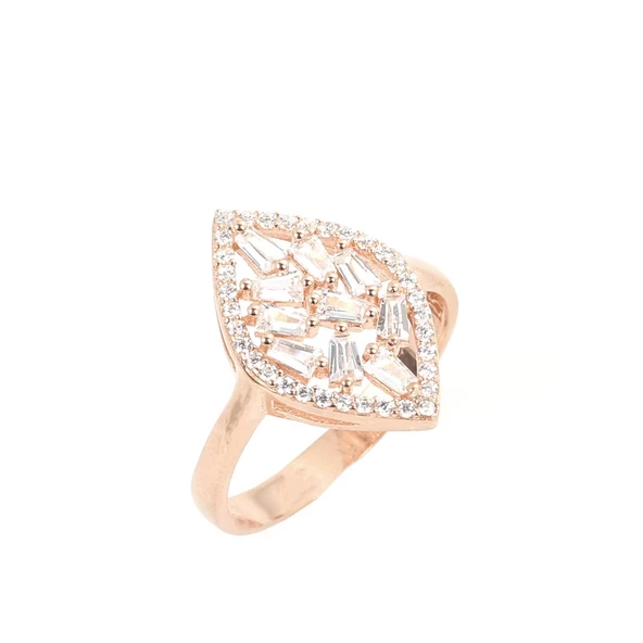 925 Ayar Gümüş Mekik Model Baget Taşlı Yüzük - Resim 8