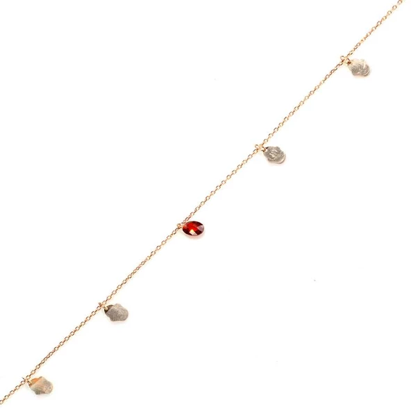 925 Ayar Gümüş Yakut Taşlı Fatma Ana'nın Eli Modeli Halhal