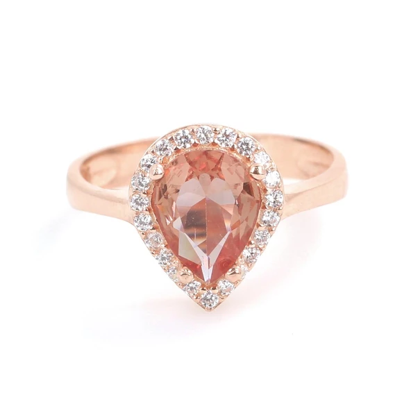 925 Ayar Gümüş Damla Zultanit Taşlı Yüzük - Resim 8