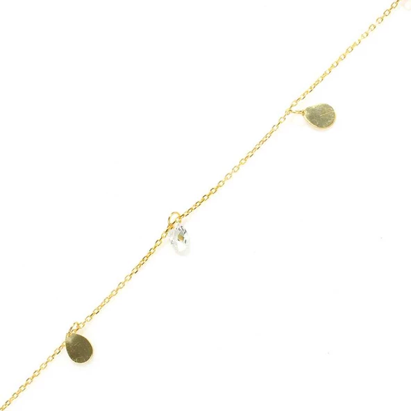 925 Ayar Gümüş Zirkon Taşlı Damla Modeli Halhal ürün görseli 1