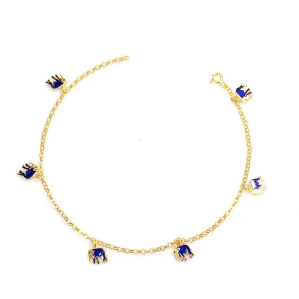 925 Ayar Gümüş Lacivert Mineli Filli Halhal ürün görseli 1