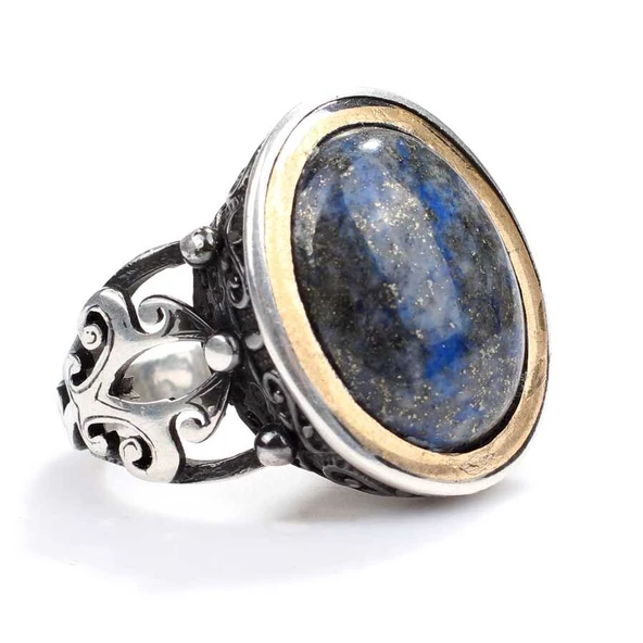 925 Ayar Gümüş Lapis Taşlı Oval Erkek Yüzüğü