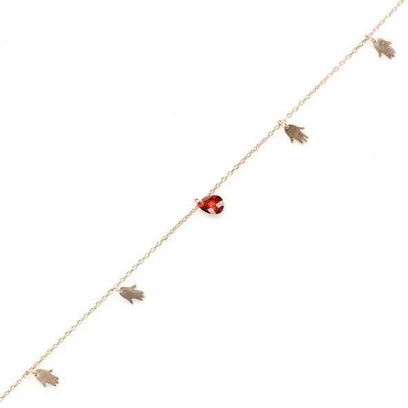 925 Ayar Gümüş Yakut Taşlı El Modeli Halhal