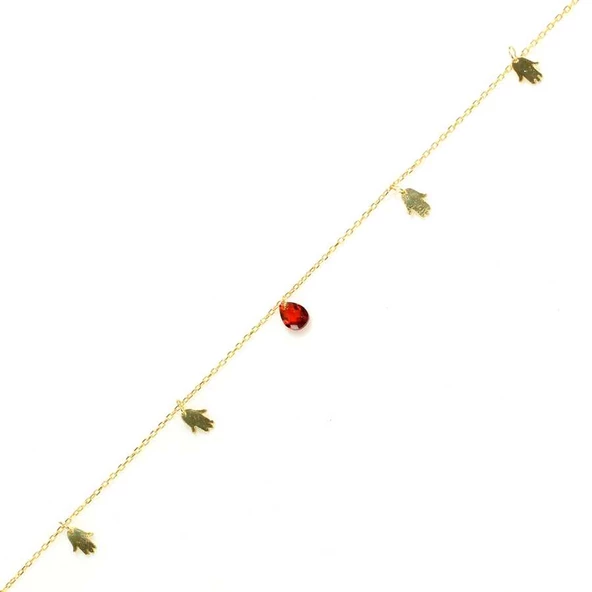 925 Ayar Gümüş Yakut Taşlı El Modeli Halhal - 2