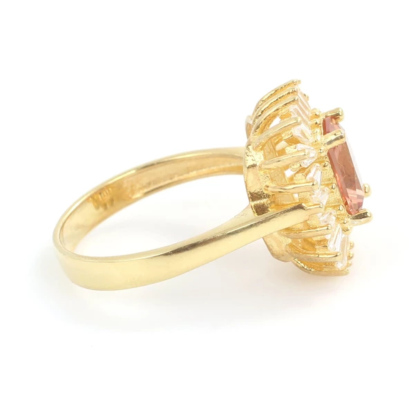 925 Ayar Gümüş Dikdörtgen Zultanit ve Baget Taşlı Yüzük - Resim 7