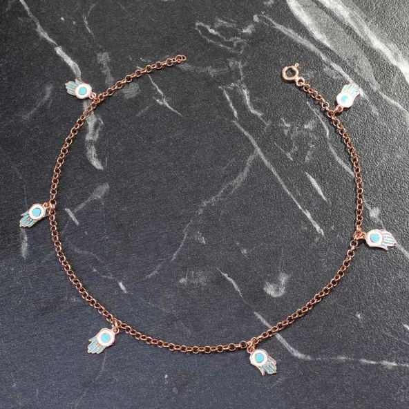 925 Ayar Gümüş 6 Adet Fatma Ana Eli Objeli Halhal - Resim 4