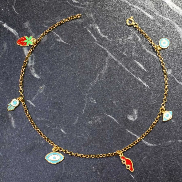 925 Ayar Gümüş 6 Adet Objeli Halhal - Resim 10