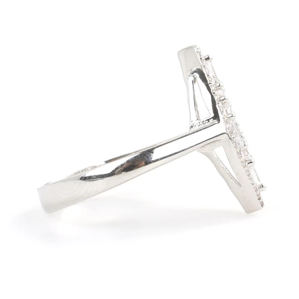 925 Ayar Gümüş Mekik Model Baget Taşlı Yüzük - Resim 5